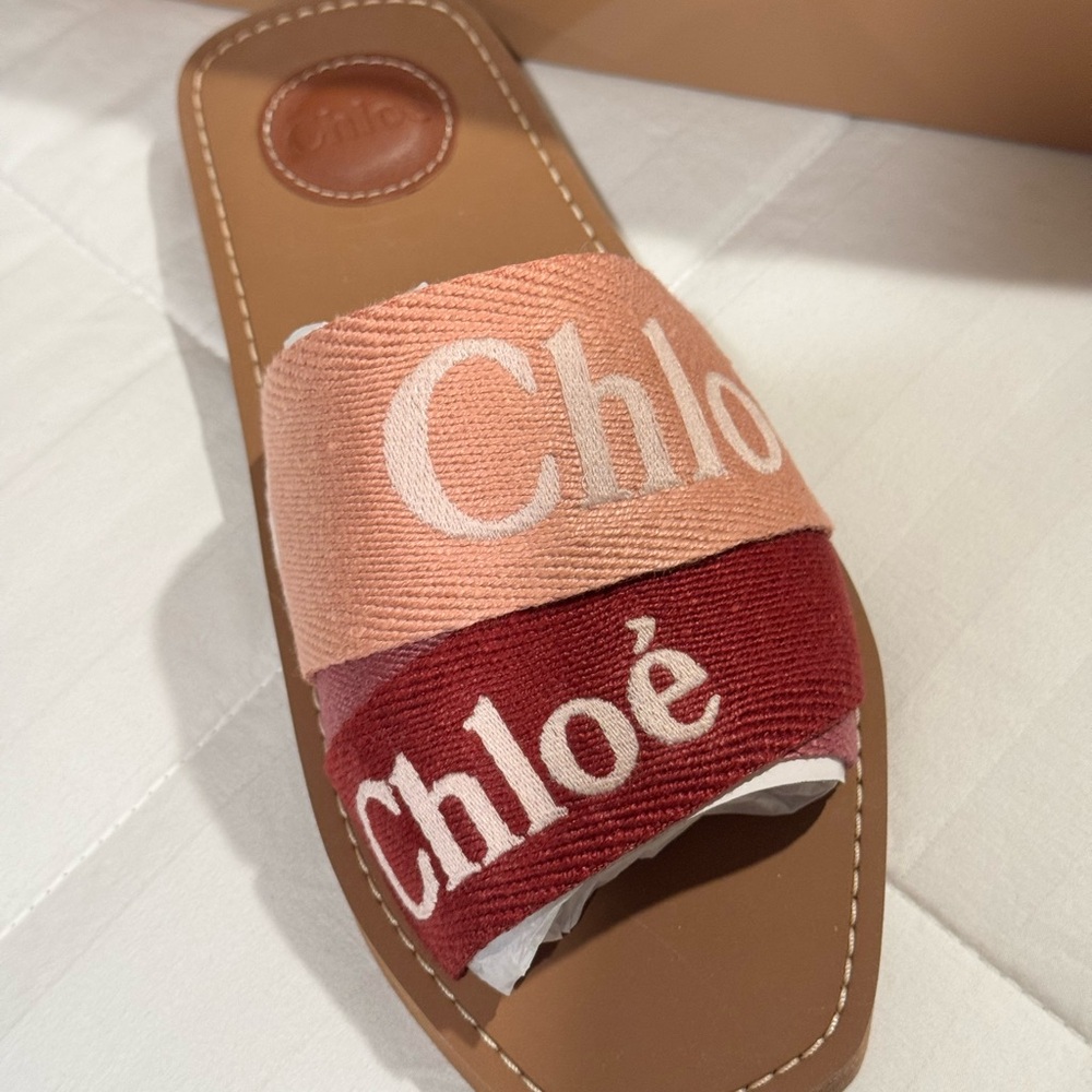 Chloé Cream and Tan Slide Sandals - Picture 2 of 6